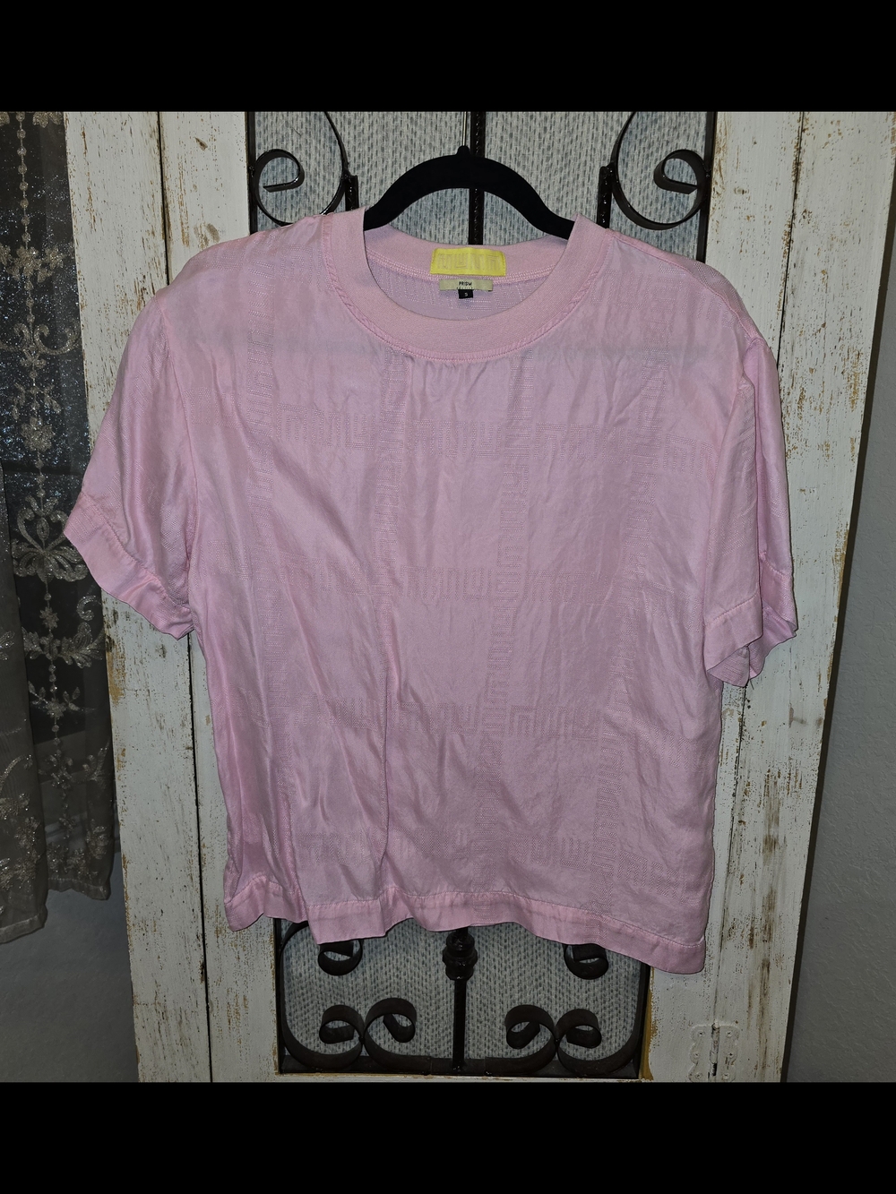 PRADA PRISM Pastel Pink Textured Silky Soft Crewneck Tee